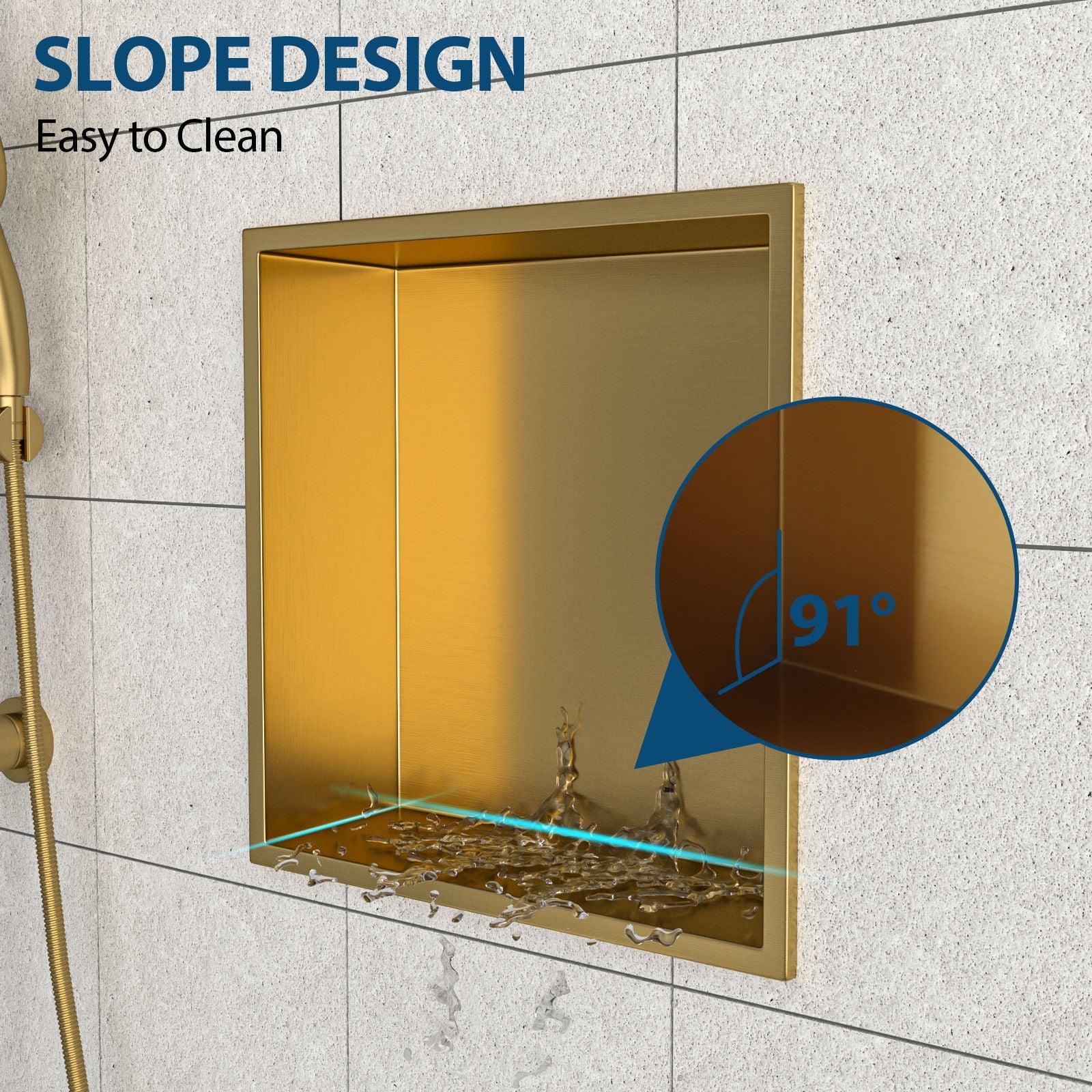 Stainless Steel Shower Niche With Seamless Design For Bathroom Storage