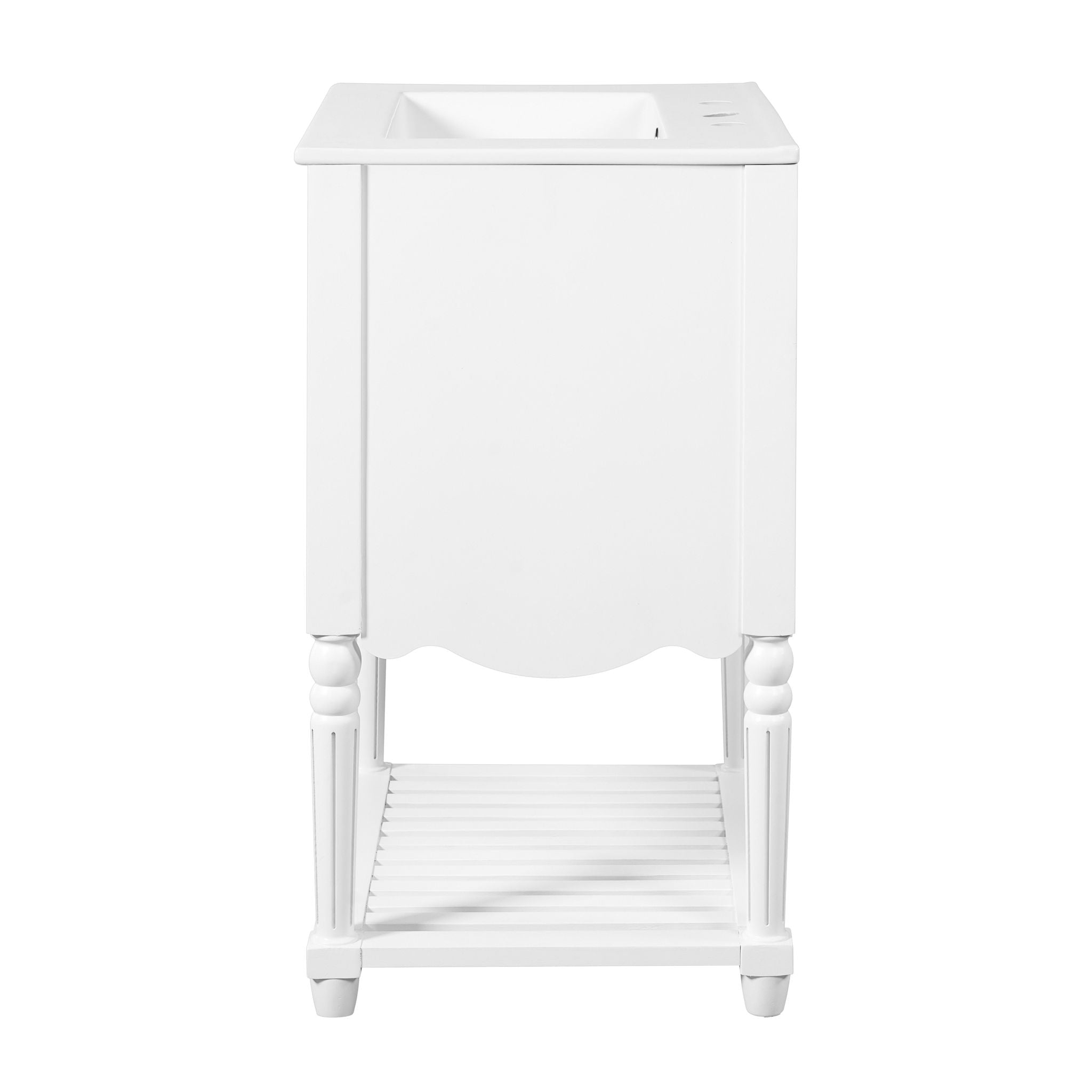 Wave Design Bathroom Vanity With Sink, 2 Drawers And Open Shelf
