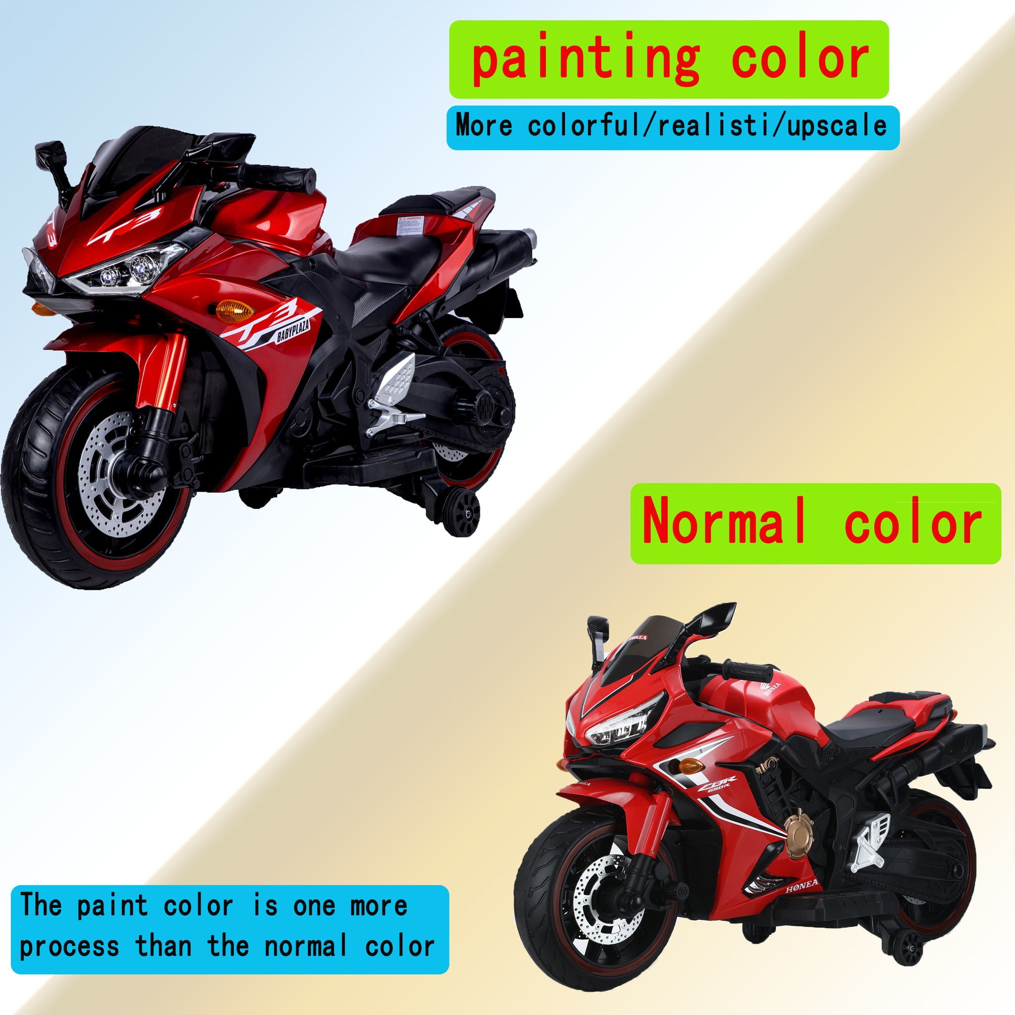 Kids 12V Motorcycle With Training Wheels, Manual Throttle, And Lighting Wheels For Boys And Girls Ages 3-6 - Red