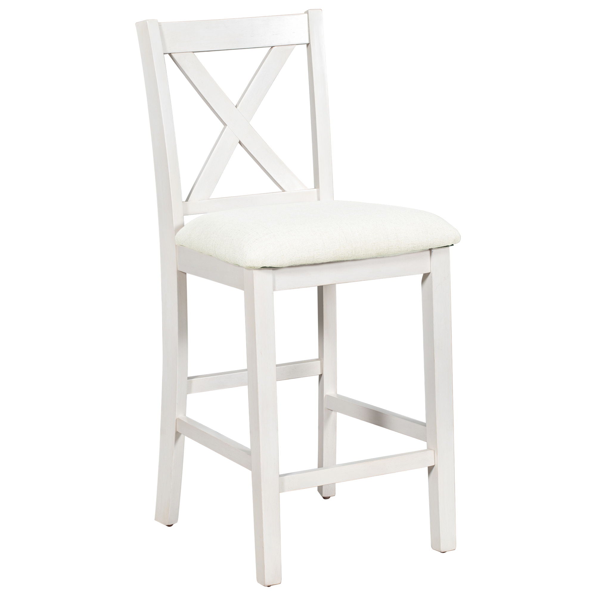 5 Pieces Counter Height Rustic Farmhouse Dining Room Wooden Bar Table Set With 2 Stools And 2 Chairs