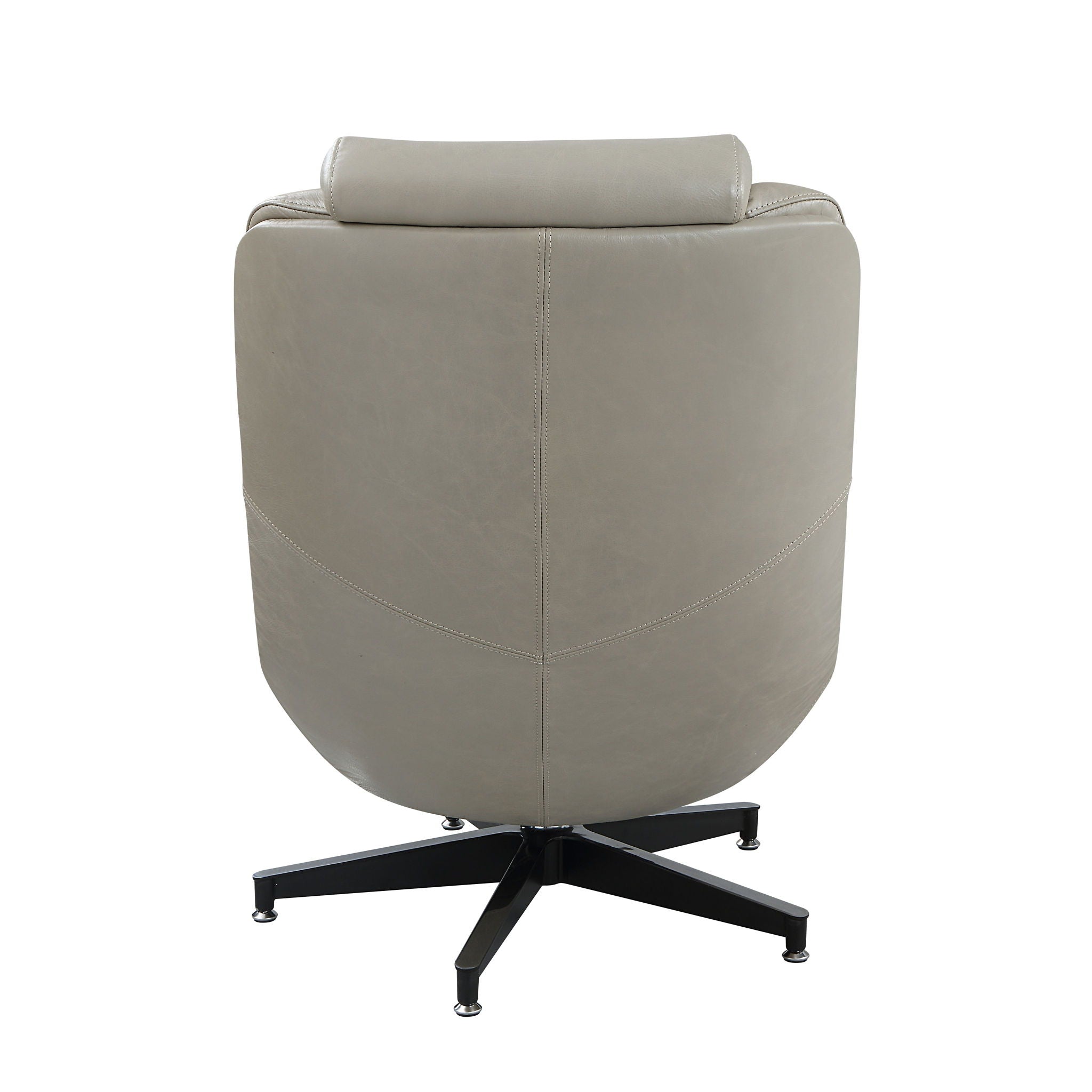 Piran - Twilight Top Grain Leather Accent Chair And Ottoman With Swivel - Gray