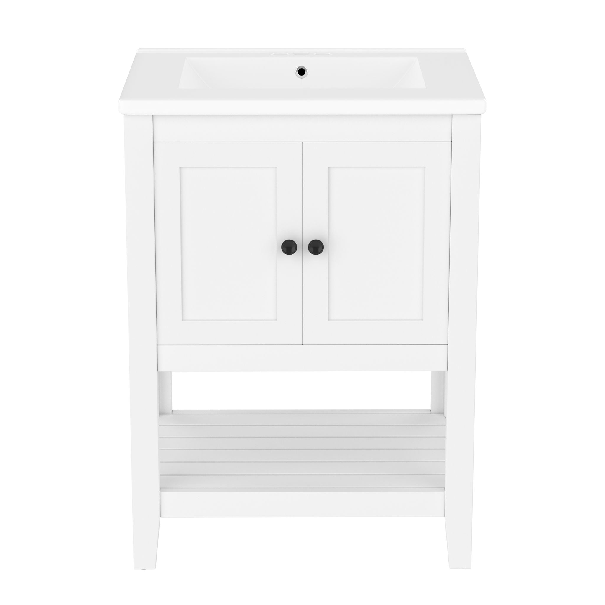 Modern Bathroom Vanity With Sink And Open Shelf