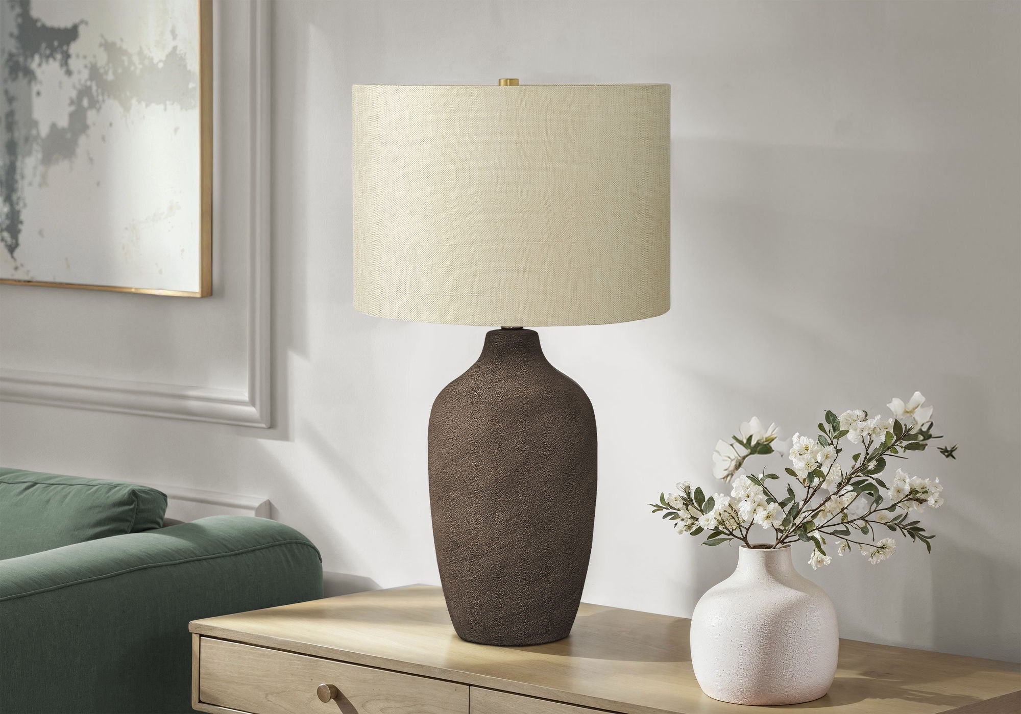 Lighting, Table Lamp, Ceramic, Resin, Contemporary - Gray