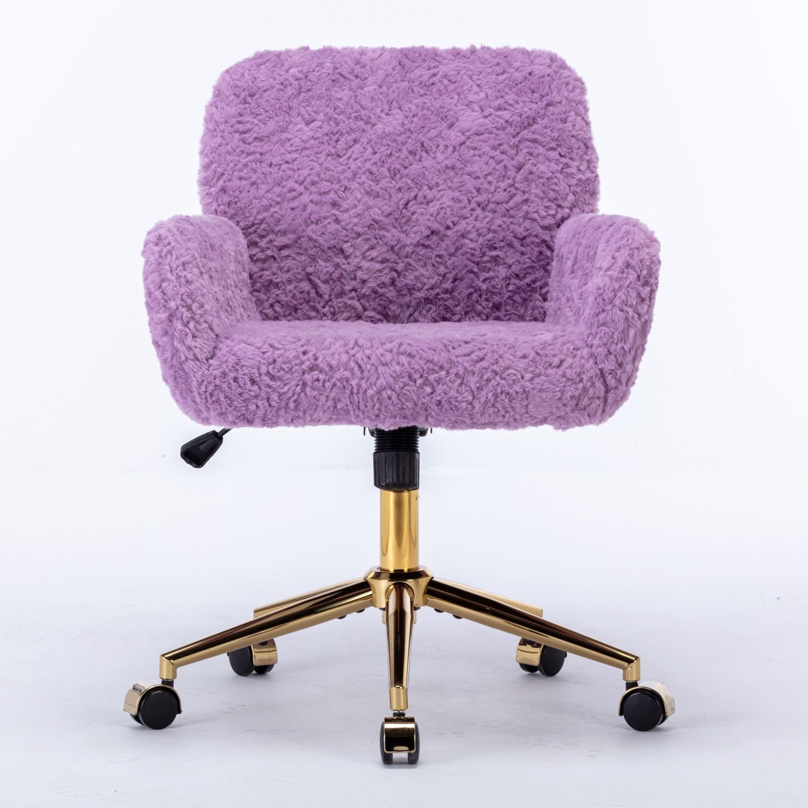 Office Chair, Artificial Rabbit Hair Home Office Chair With Metal Base, Adjustable Desk Chair Swivel Office Chair, Vanity Chair