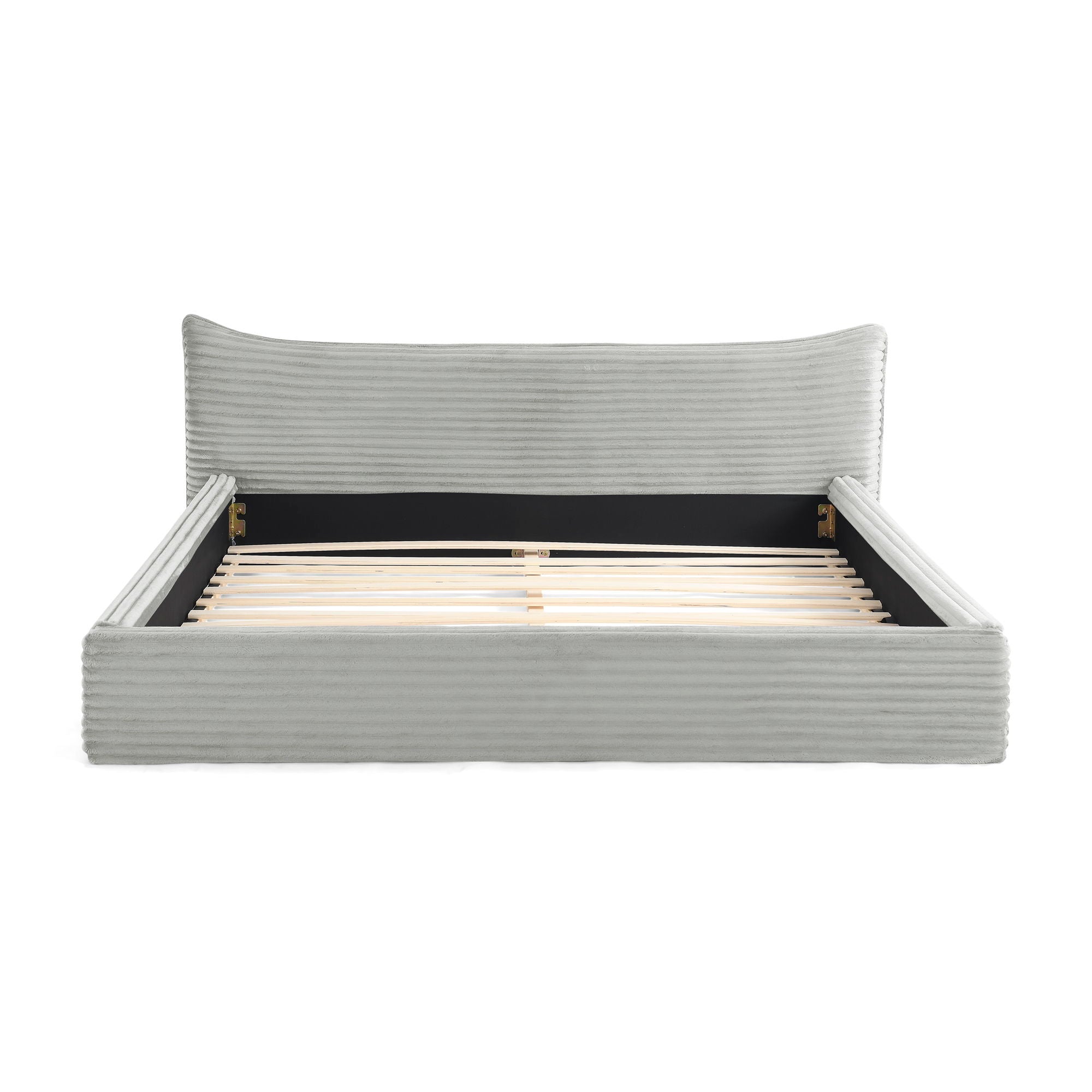 Modern Upholstered Bed Frame With Curved Headboard