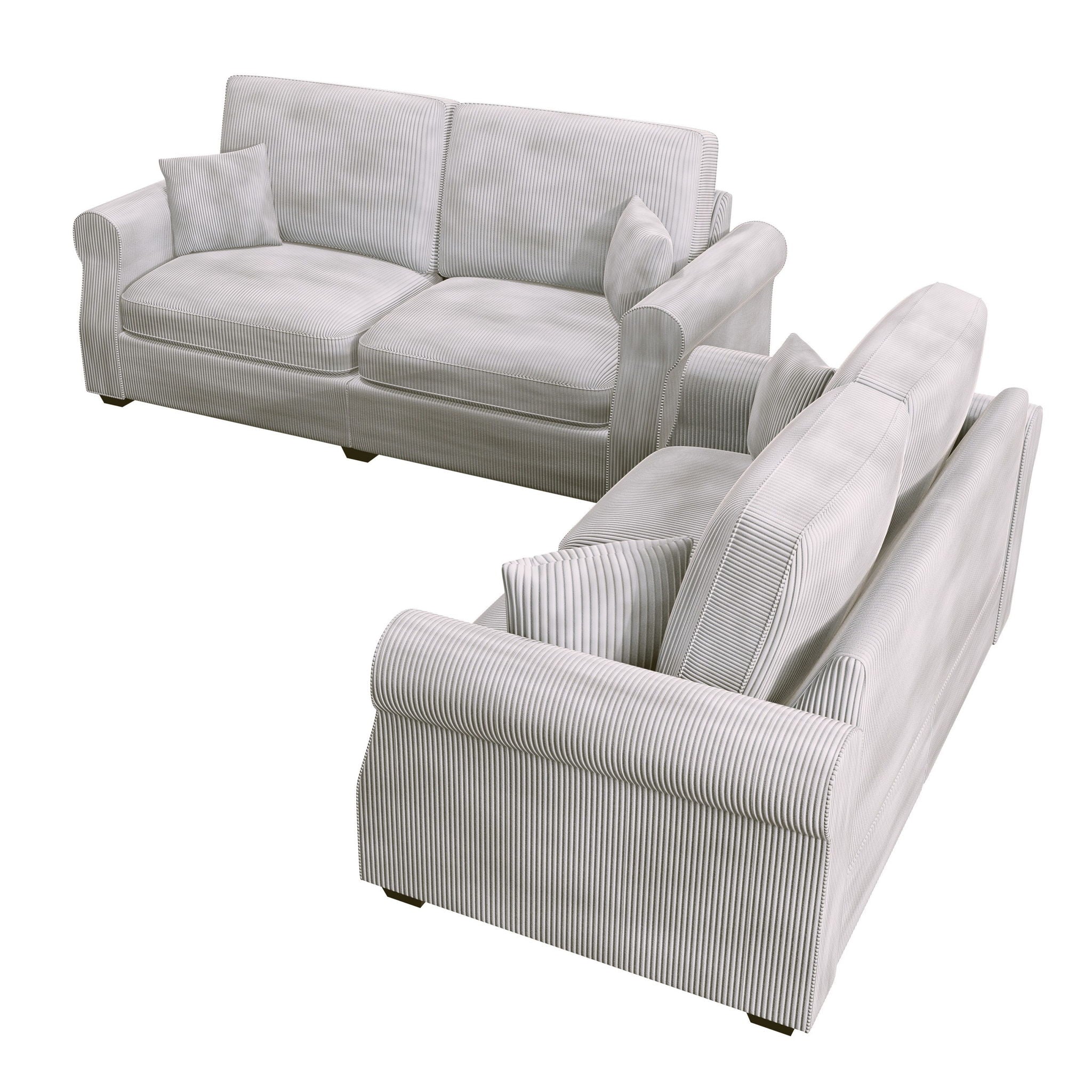 Contemporary 2 Piece Sofa Set With Matching Pillows
