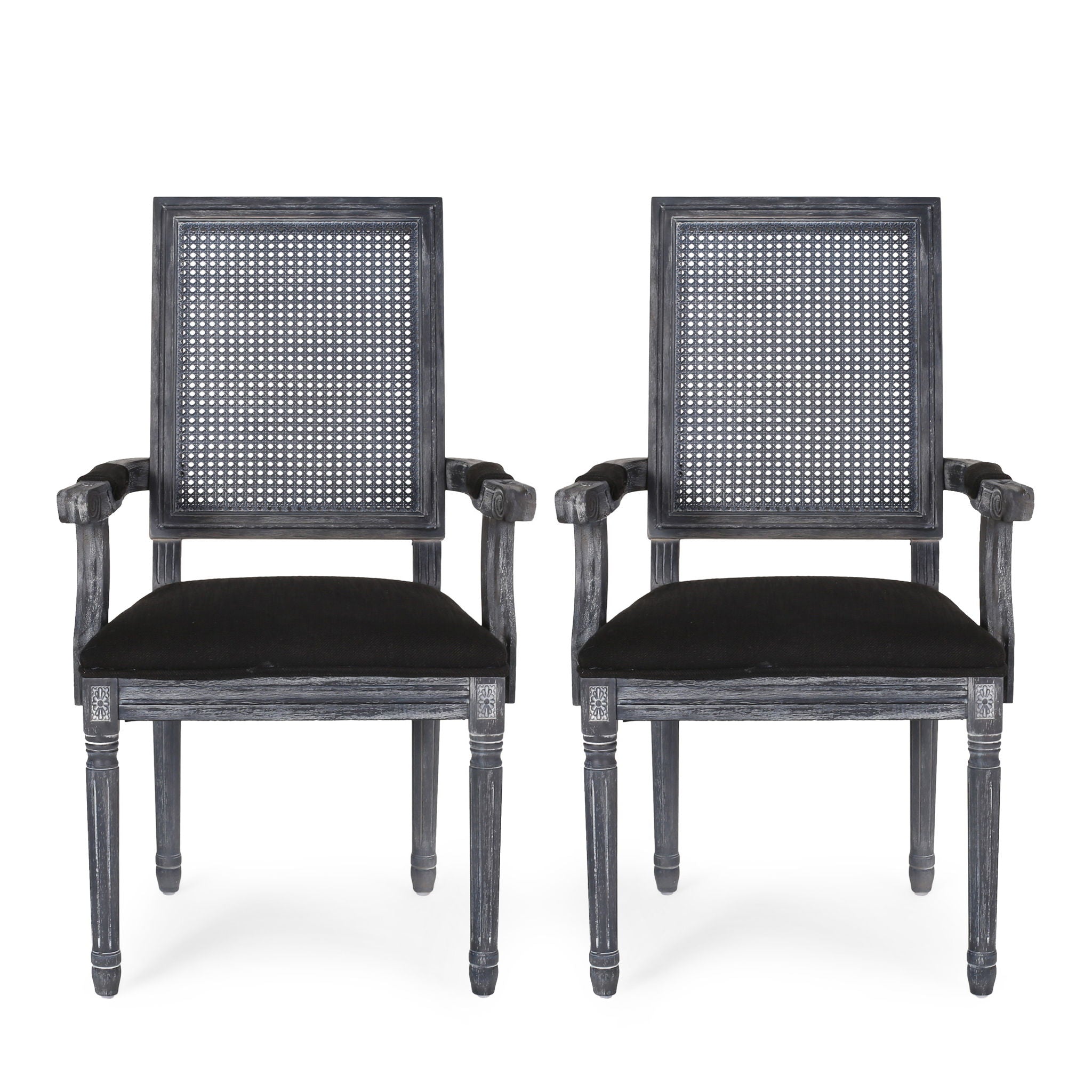 Elegant French Country Style Dining Chair With Cane Backrest