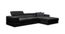 Divani Casa Pella Mini - Modern Black Leather Right Facing Sectional Sofa