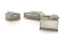 Divani Casa Wayne - Modern Light Grey Leather Sofa Set