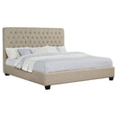 Chloe Upholstered California King Panel Bed Oatmeal