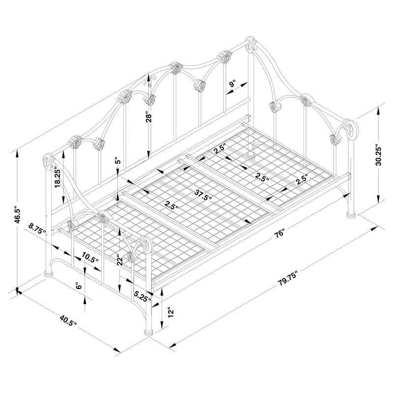 Halladay Metal  Daybed White