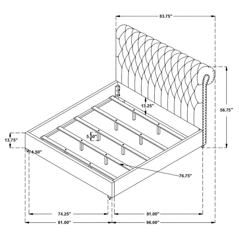 Devon 57-inch Upholstered California King Panel Bed Beige