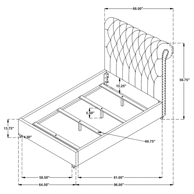 Devon 57-inch Upholstered California King Panel Bed Beige