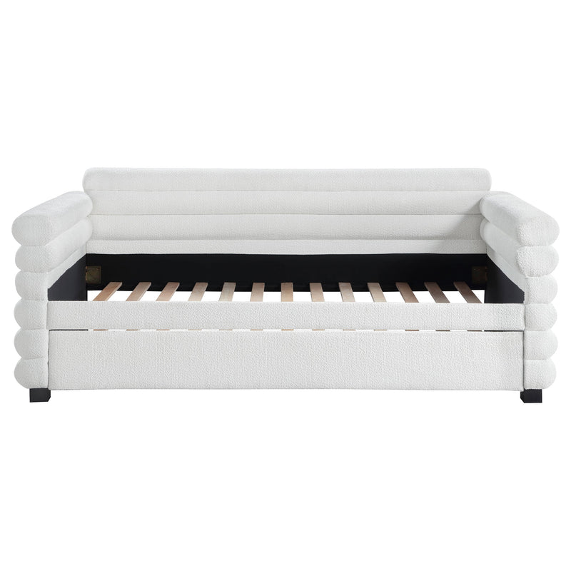 Patricia Boucle Upholstered  Day Bed with Trundle Grey