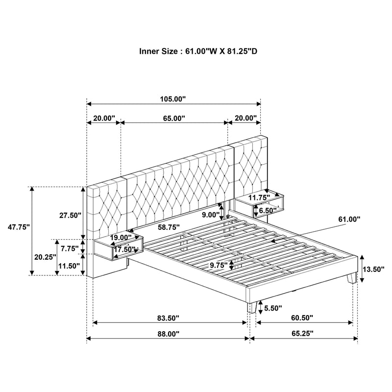 Marley Upholstered  Wall Panel Bed Light Brown
