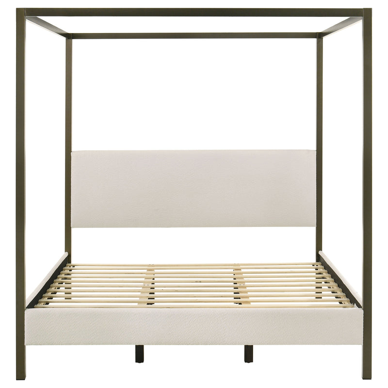 Monroe Upholstered  Canopy Bed Vanilla