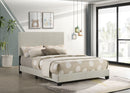 Dorian Fabric Upholstered  Panel Bed Cream