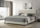Dorian Fabric Upholstered  Panel Bed Cream
