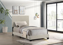 Dorian Fabric Upholstered  Panel Bed Cream