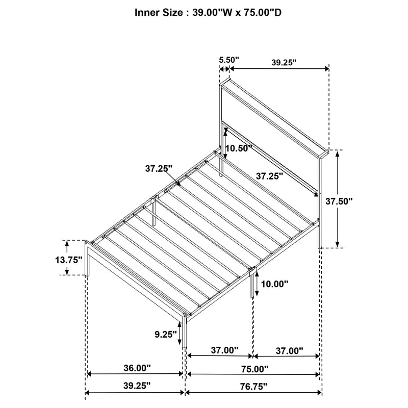 Ricky Metal  Panel Bed Light Oak