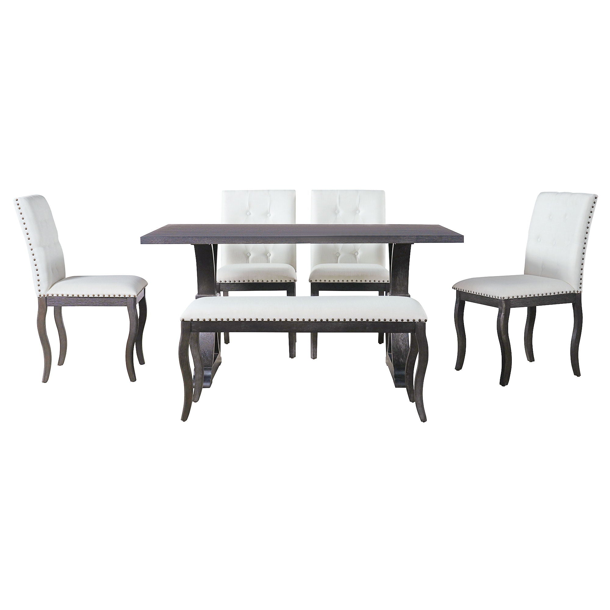 Dining Set With Bench, 6 Piece