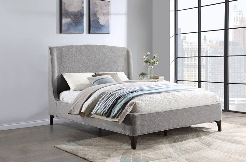 Mosby Upholstered  Wingback Bed Grey