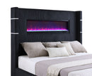 Tisdall Upholstered Cal King Flame Visualizer Bed Black