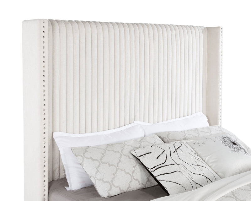 Natasha 65-inch Upholstered  Wingback Bed Cream