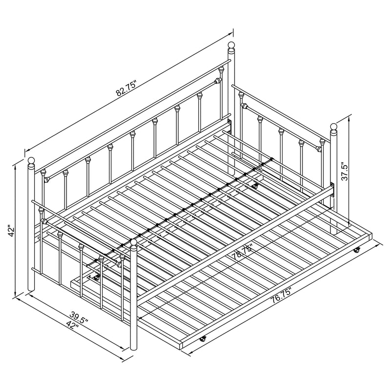 Nocus Metal  Daybed with Trundle Gunmetal