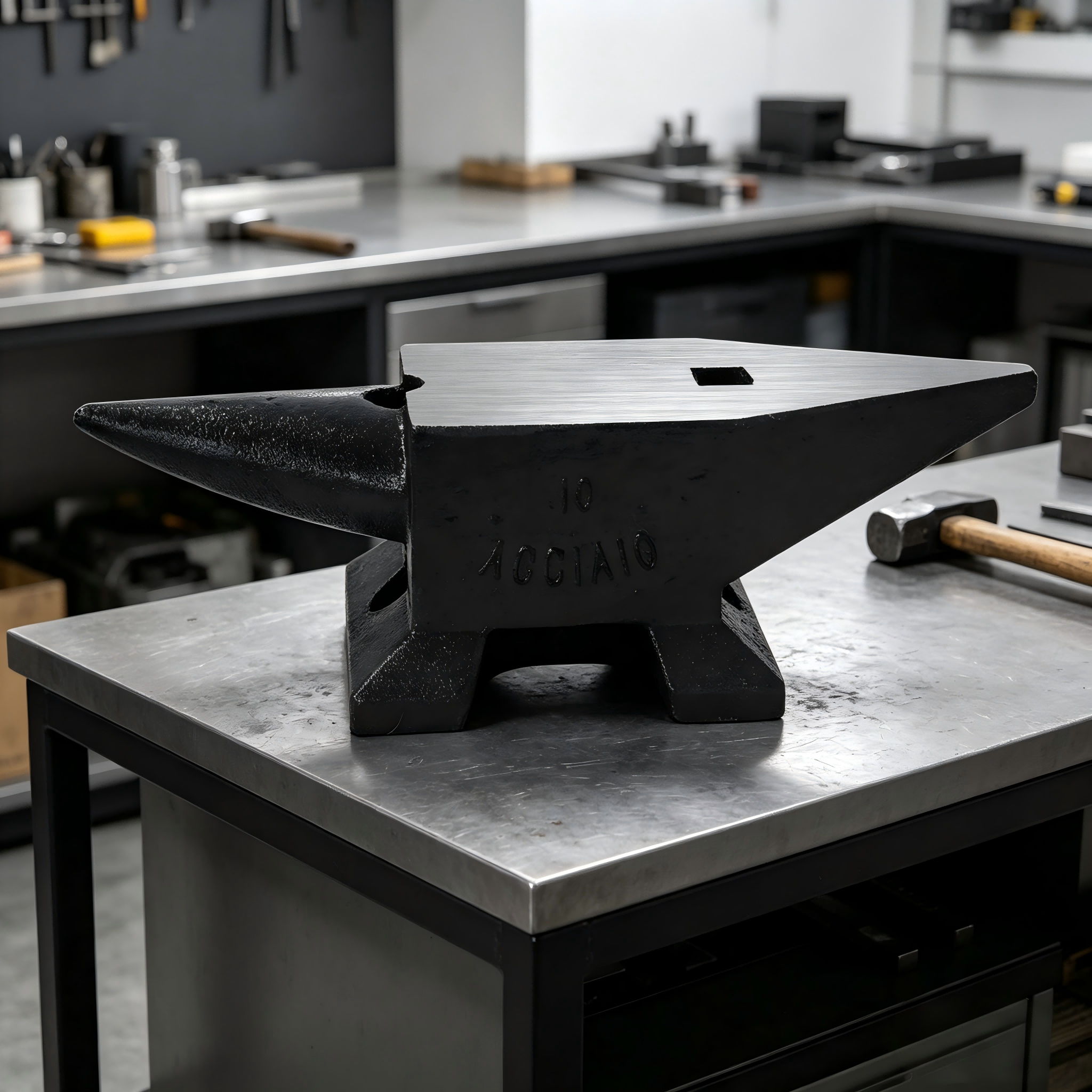 22 Lbs High Hardness Rugged Round Horn Anvil Blacksmith - Black