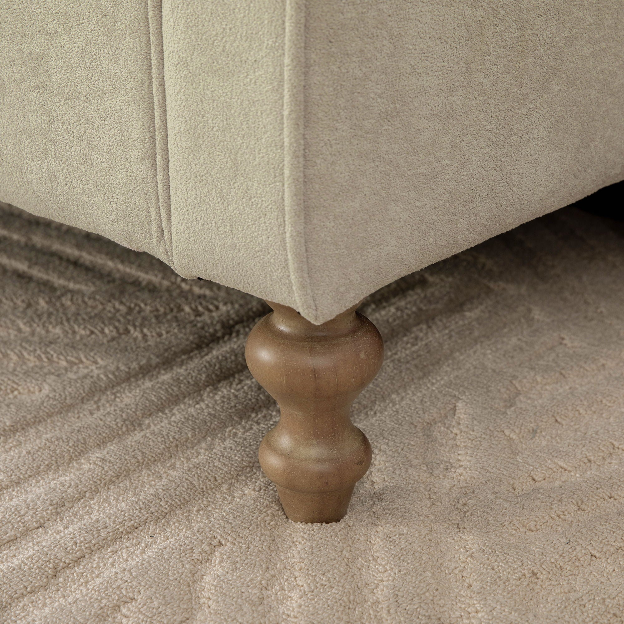 Napped Storage Bench With Rolled Armrest - Griege