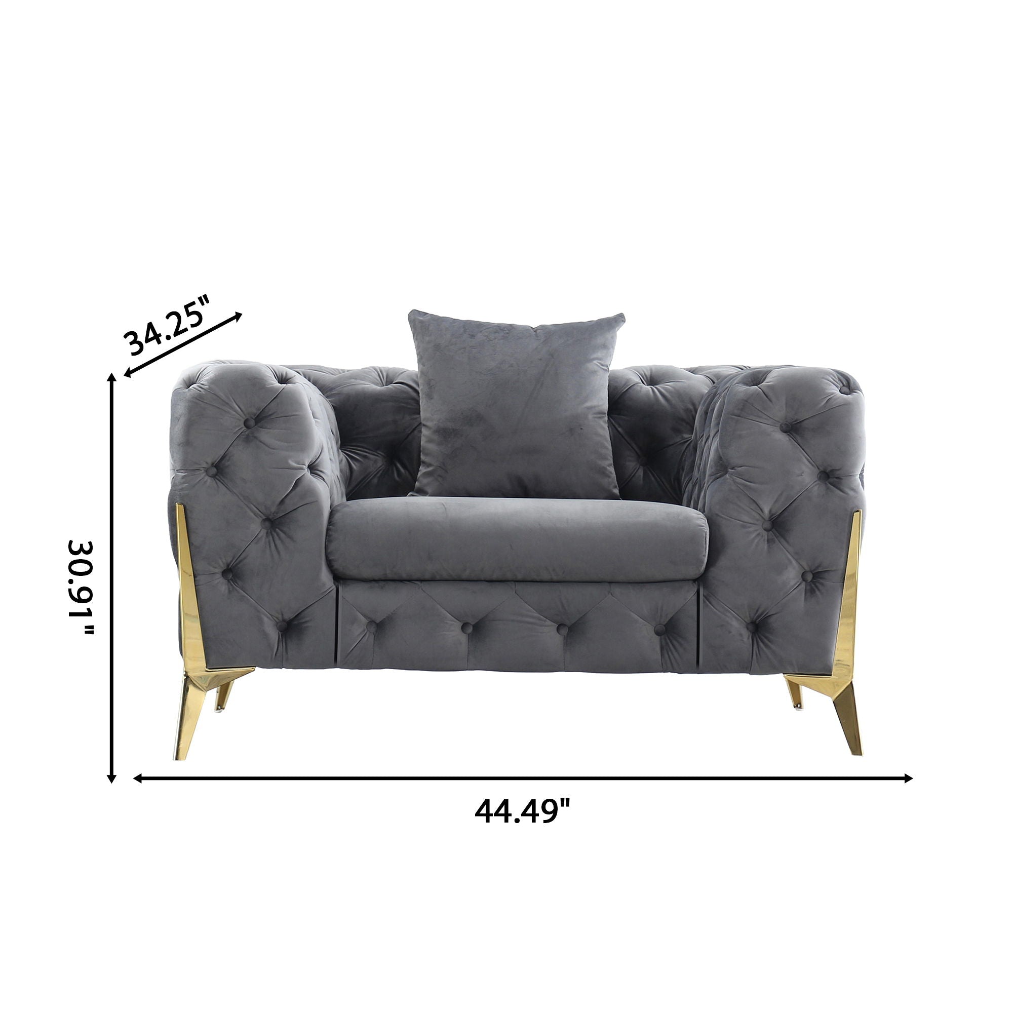 Accent Chair With Diamond Button Tufting, Matching Throw Pillow