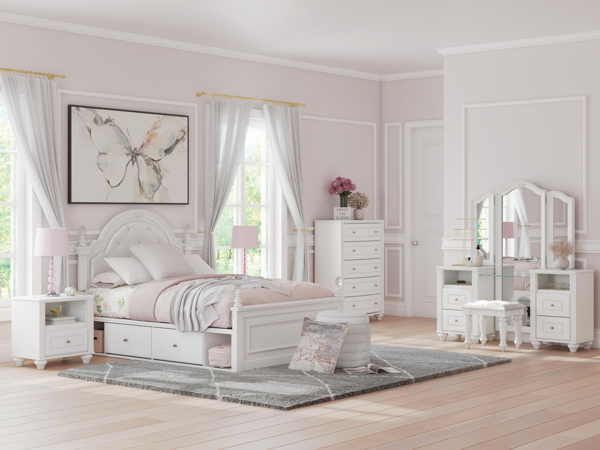 Kozlani - Vanity With Mirror - White