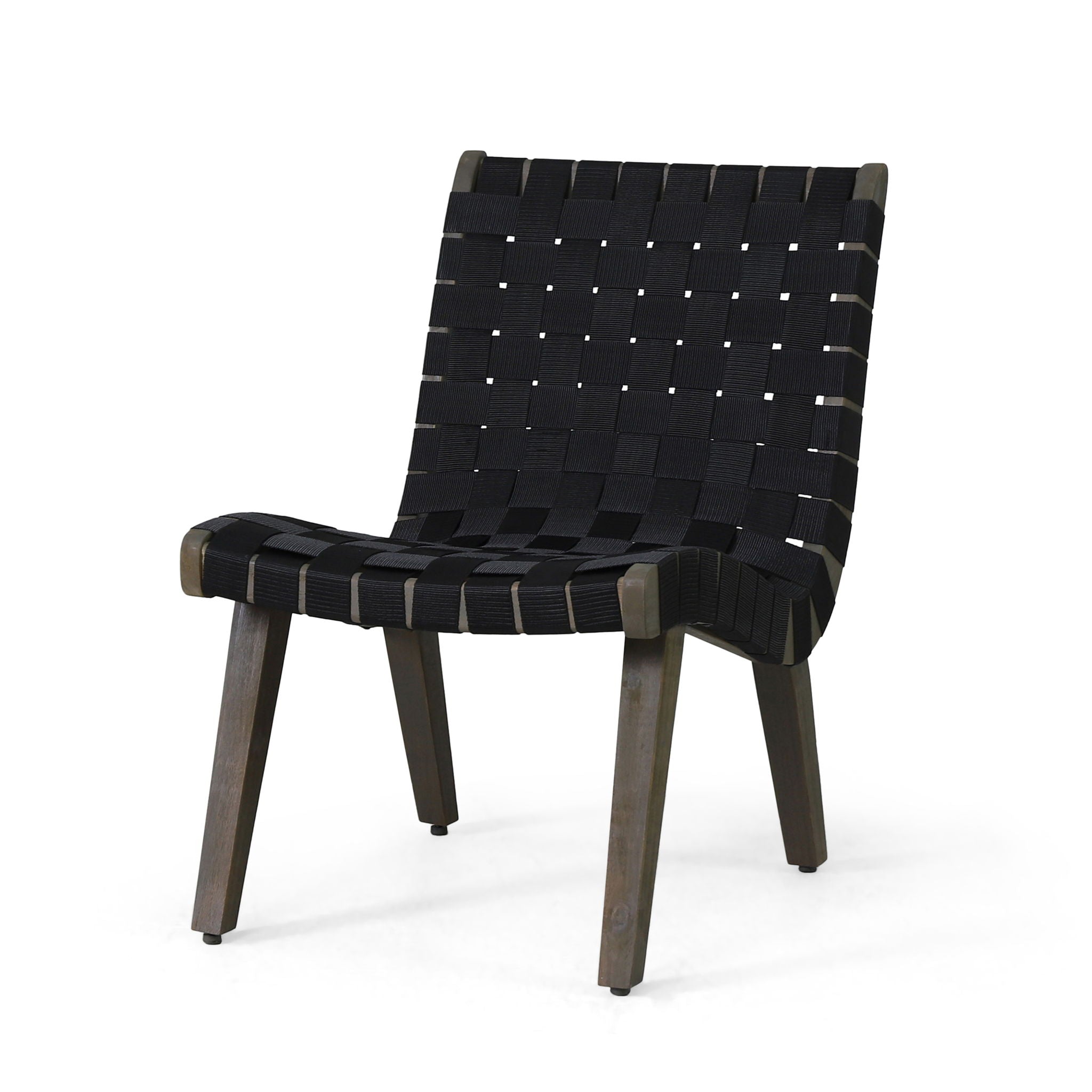 Lounge Chair With Stunning Rope Weave Design, (Set of 2) - Black