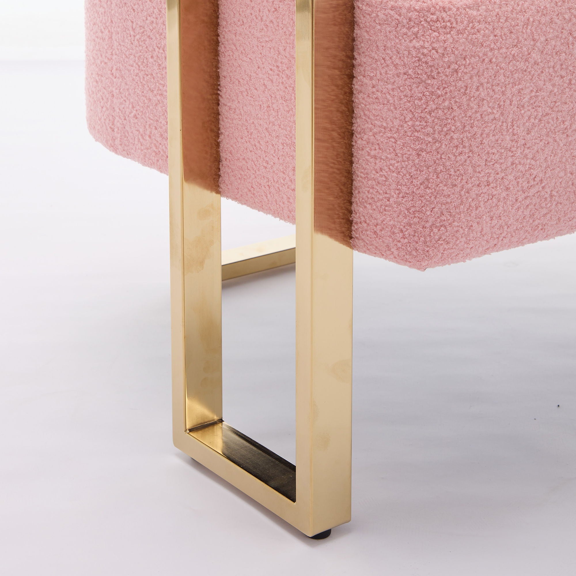 Modern Decorative Chair Teddy Fleece Upholstered And Metal Foot