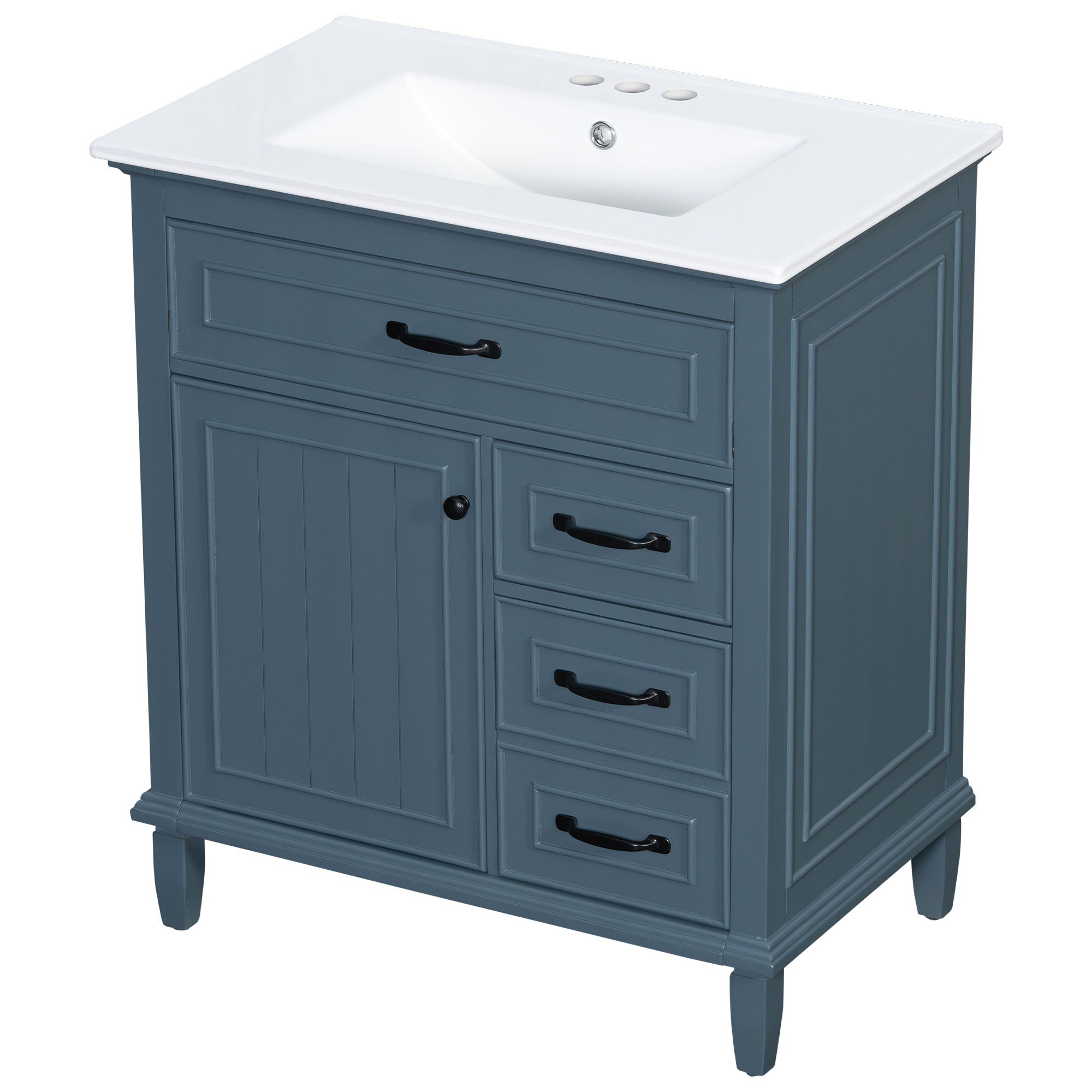 Bathroom Vanity With Sink Top, Flip Drawers, Adjustable Shelf