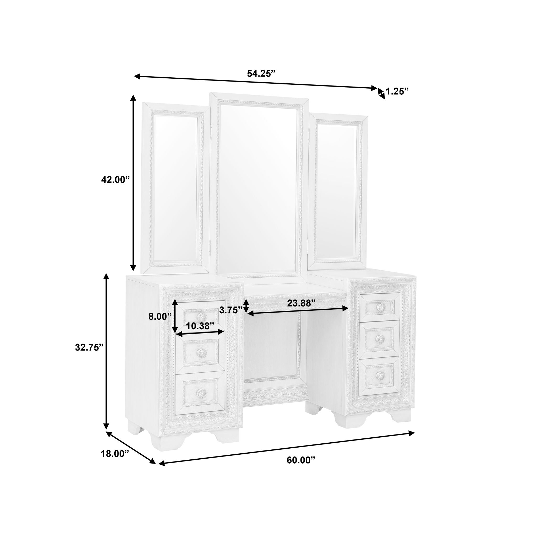 Camila - 7 Drawer Vanity - Natural