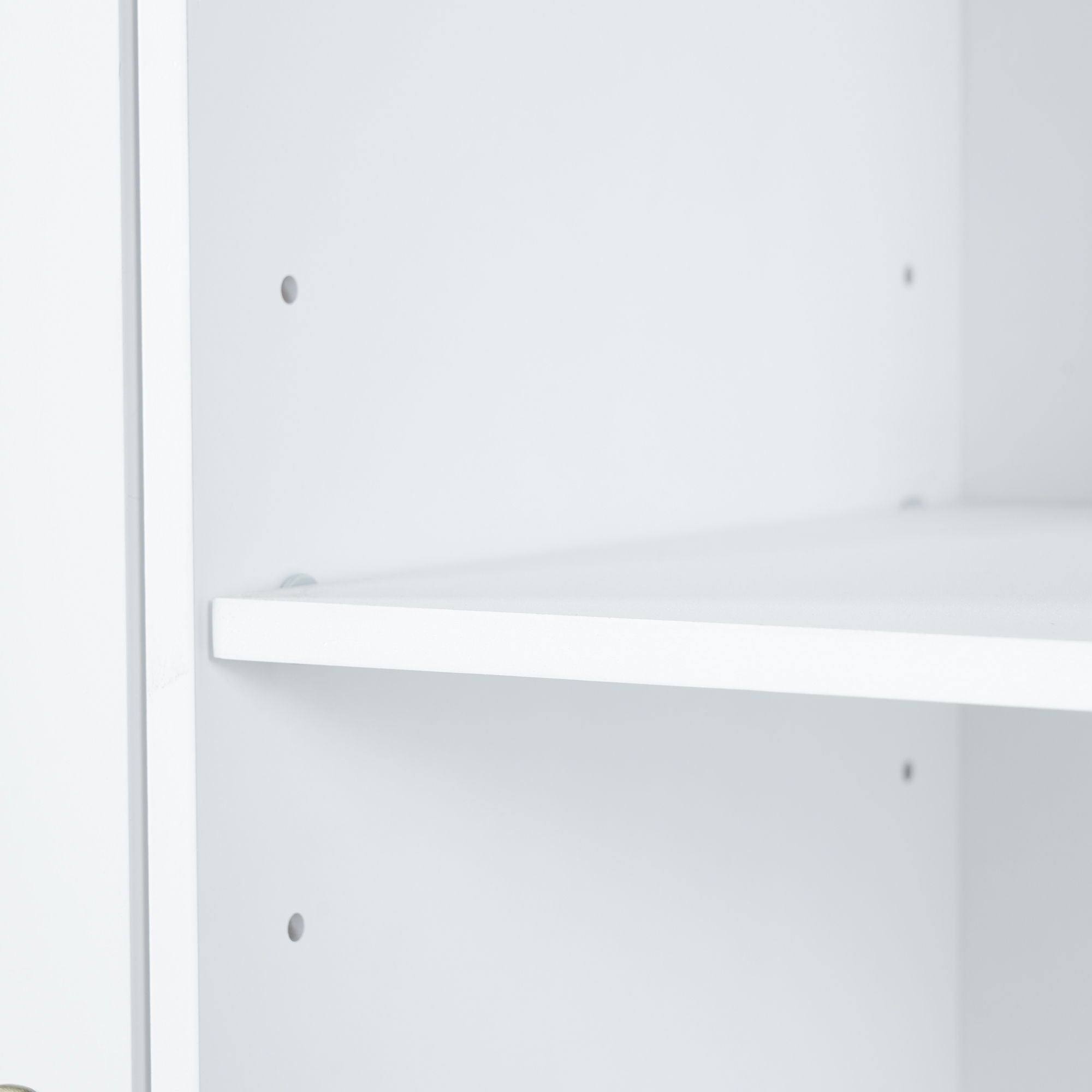 Freestanding Tall Storage Cabinet With 2 Tilt Out Hampers, Adjustable Shelves, Soft Close Door, Door Mounted Organizer - White