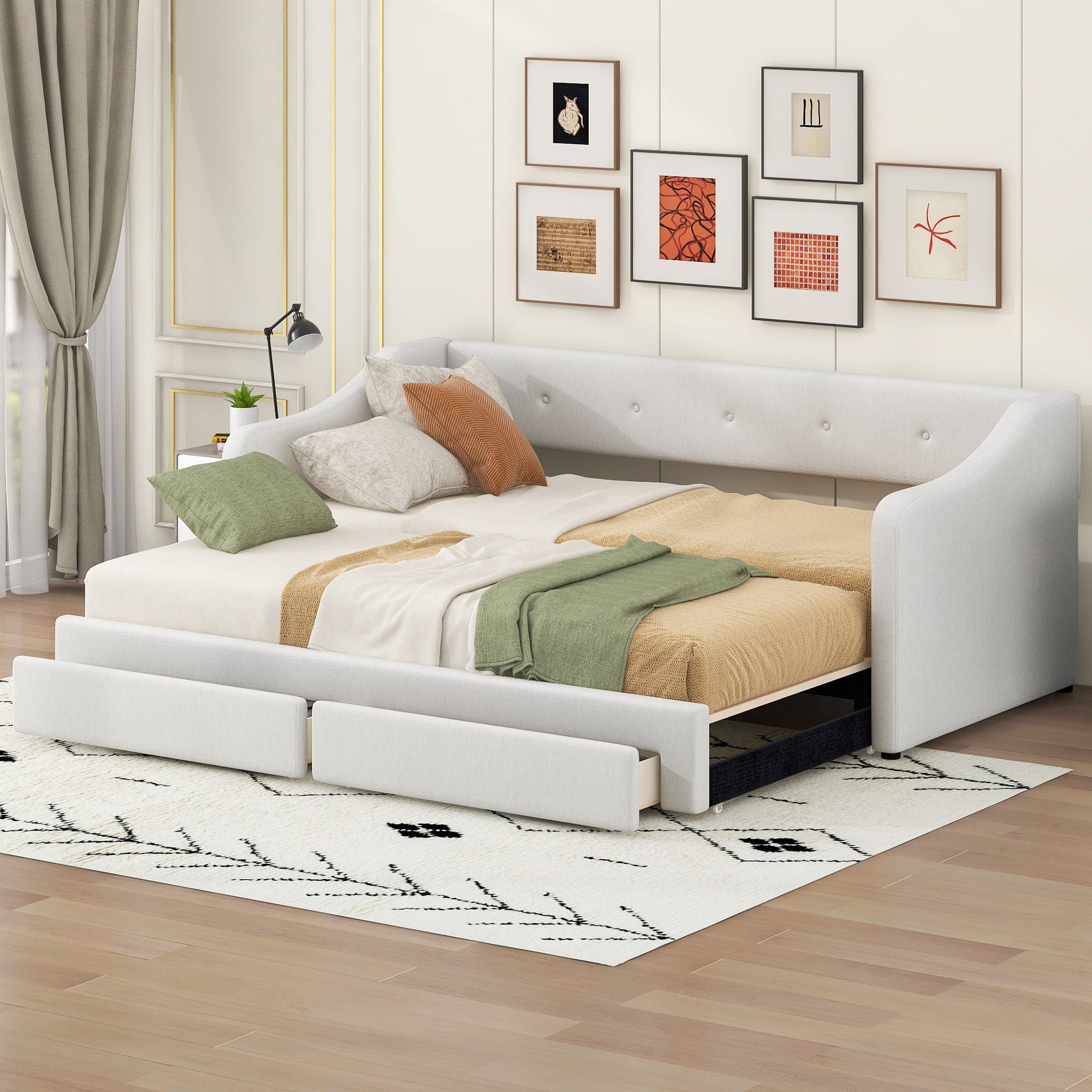 Upholstered Daybed With 2 Drawers