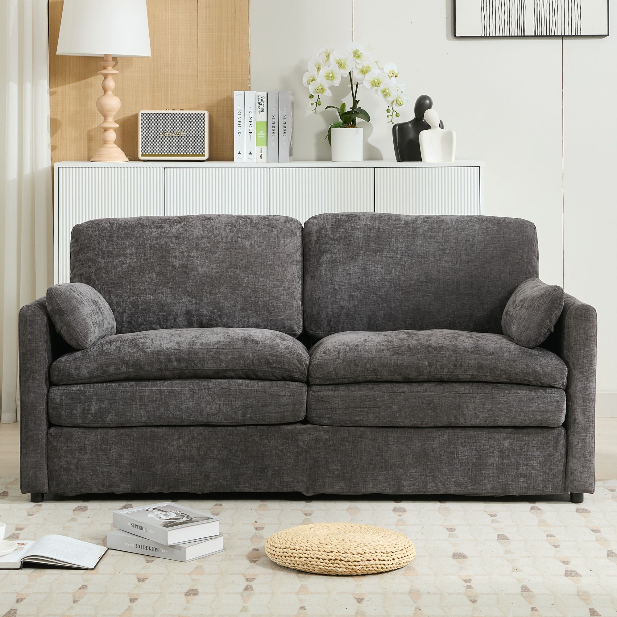 Cozy Upholstered Cushion Loveseat Sofa For Living Room