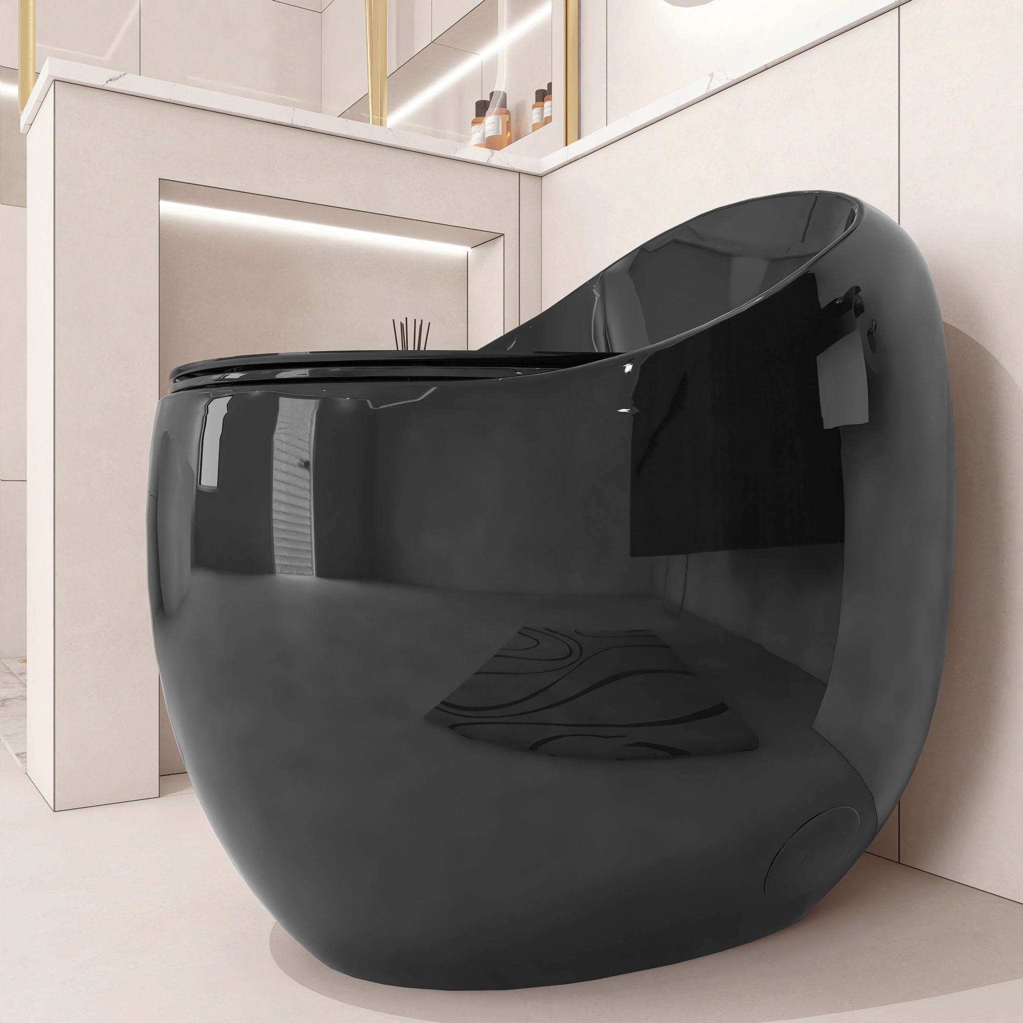 Modern Egg Shape Toilet 1.28 Gpf Single Flush Ceramic