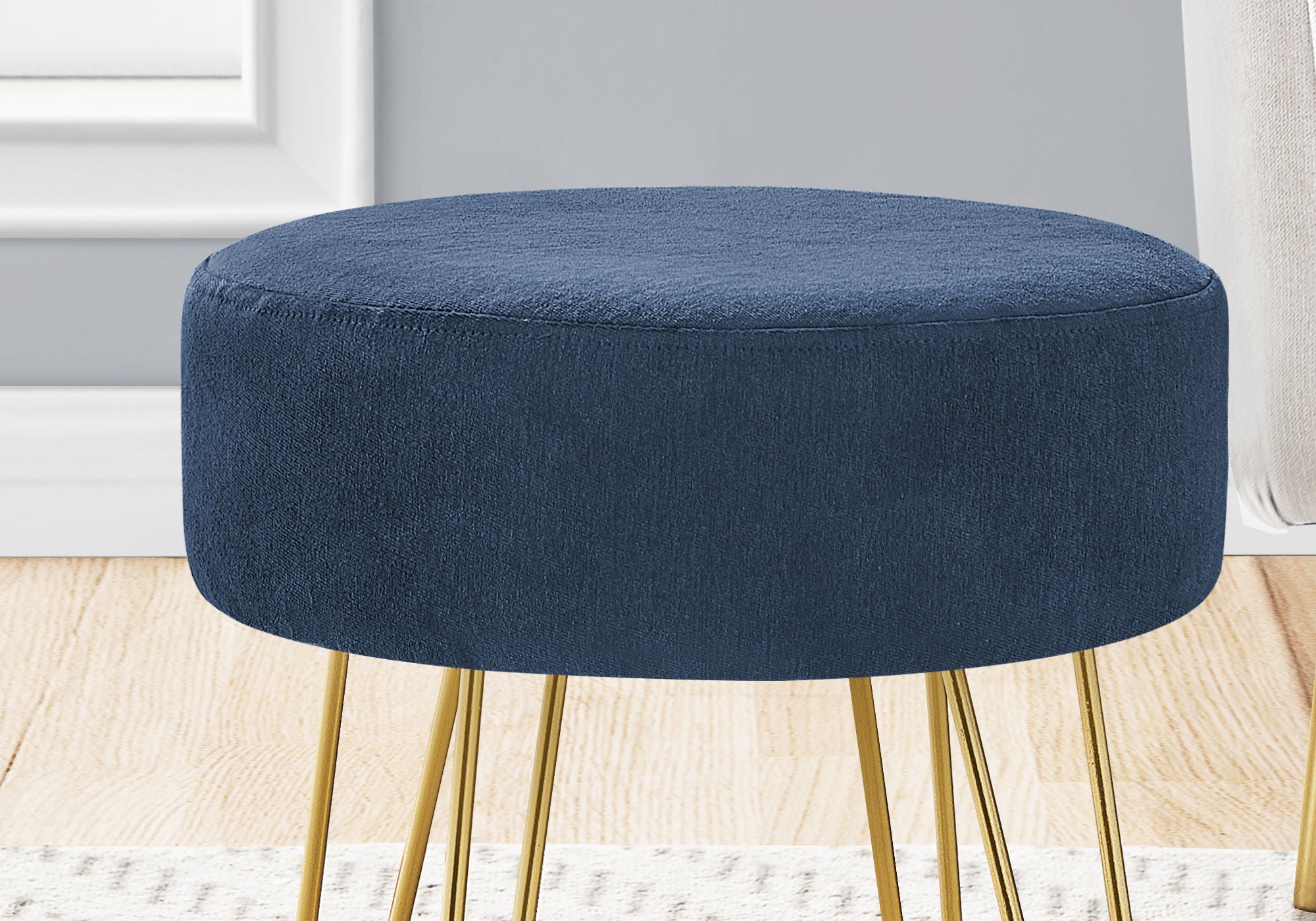 Ottoman, Pouf, Footrest, Foot Stool, Round Metal Legs, Contemporary, Modern