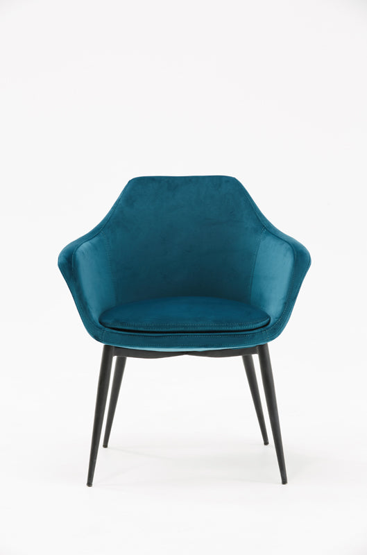 Modrest Wilson Modern Teal Velvet & Black Dining Chair
