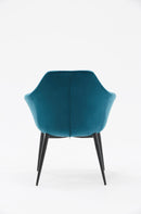 Modrest Wilson Modern Teal Velvet & Black Dining Chair
