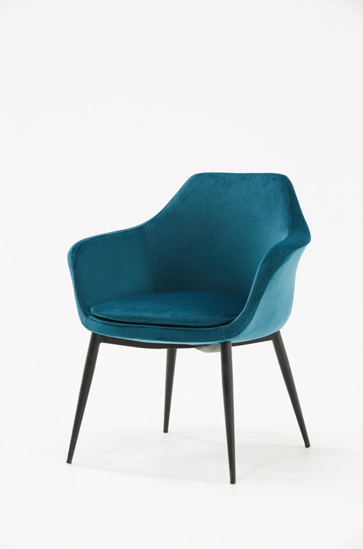 Modrest Wilson Modern Teal Velvet & Black Dining Chair