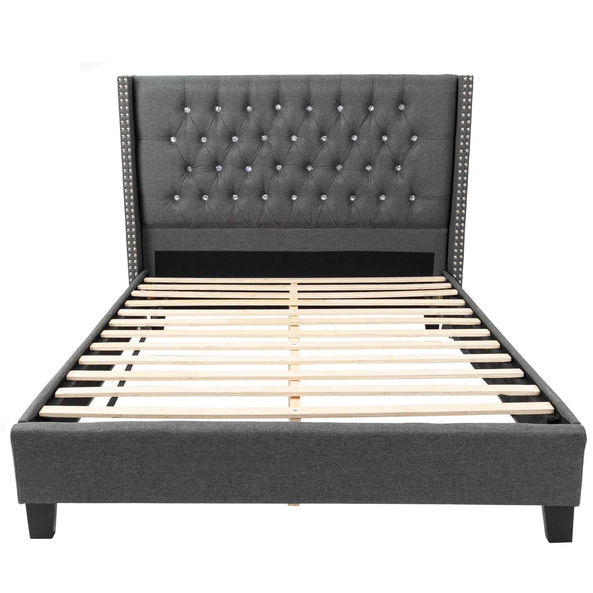 Contemporary Style Bed With Diamond Tufted Headboard
