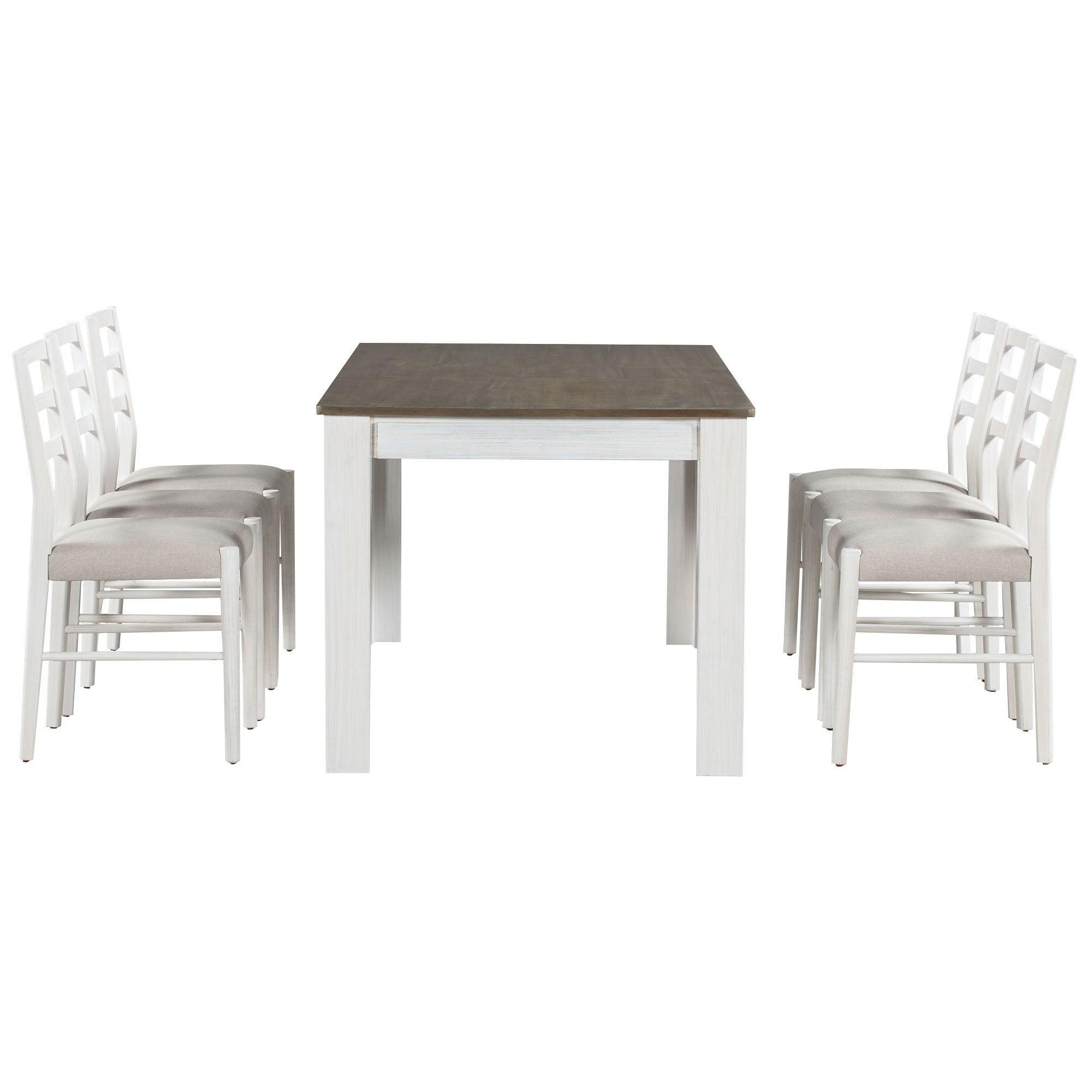 7 Piece Dining Set With Extendable Table, 2 Drawers & 6 Upholstered Chairs