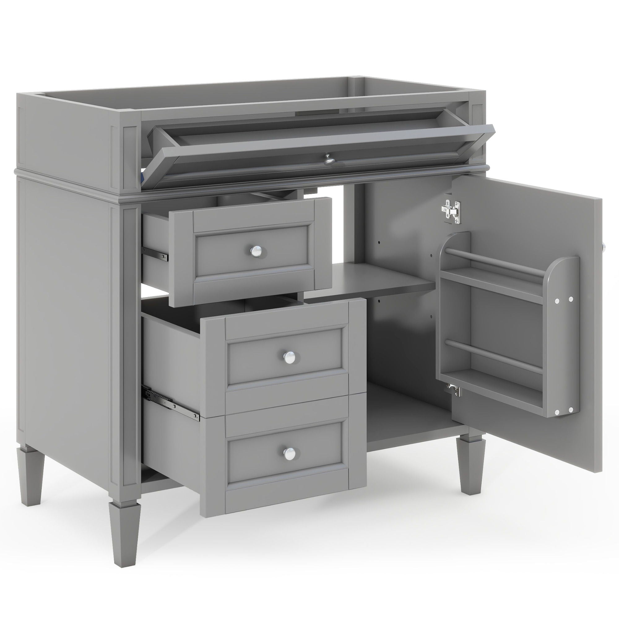 Bathroom Vanity With 2 Drawers And Tip-Out Drawer, Storage Cabinet