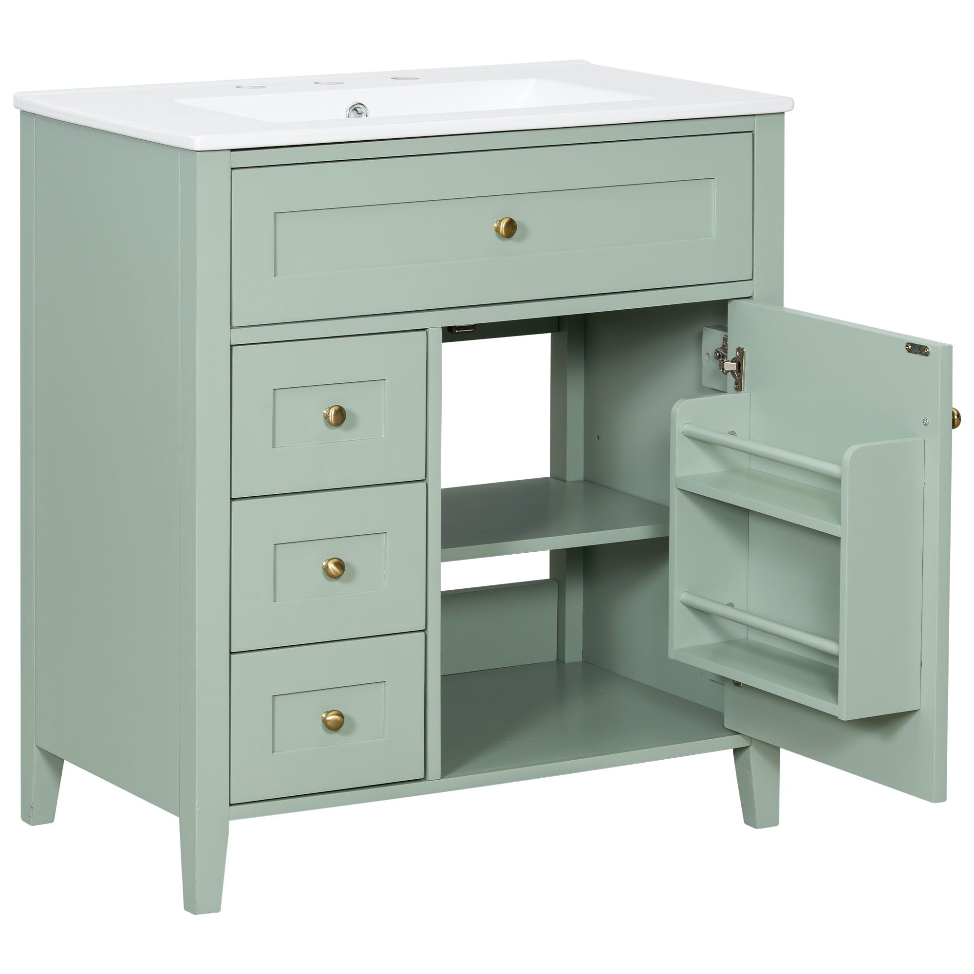 Modern Bathroom Vanity With Sink, 3 Drawers And Adjustable Shelf