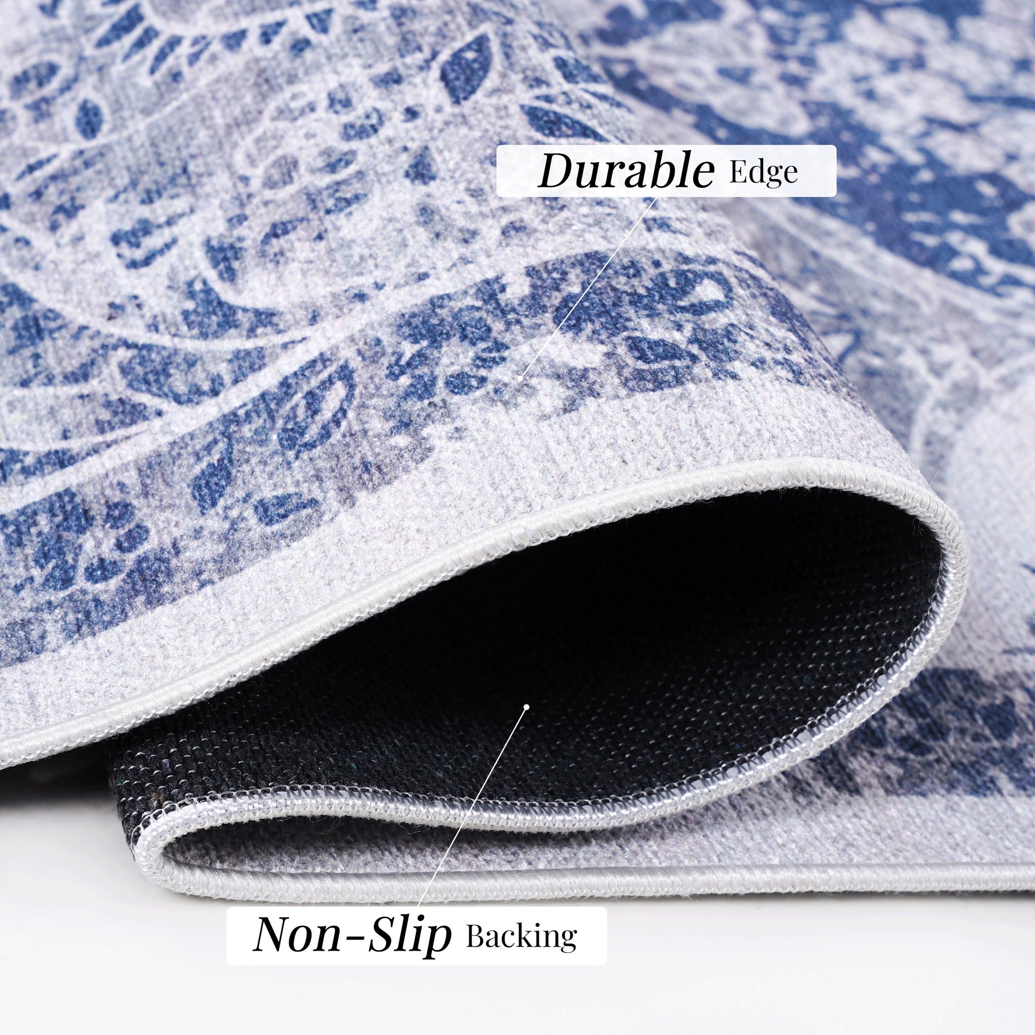 Maval - 6' X 9' Washable Area Rug - Blue